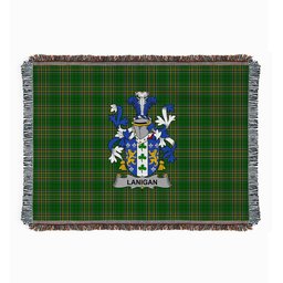 ScotsTee Shop Irish Lanigan or O'Lenigan Clan Coat of Arms Irish Tartan Woven Blanket