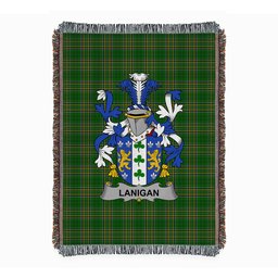 ScotsTee Shop Irish Lanigan or O'Lenigan Clan Coat of Arms Irish Tartan Woven Blanket