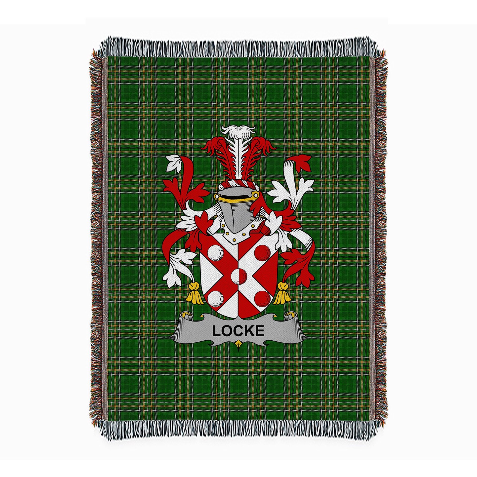 ScotsTee Shop Irish Locke Clan Coat of Arms Irish Tartan Woven Blanket