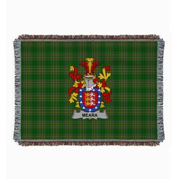ScotsTee Shop Irish Meara or O'Mara Clan Coat of Arms Irish Tartan Woven Blanket