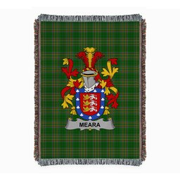 ScotsTee Shop Irish Meara or O'Mara Clan Coat of Arms Irish Tartan Woven Blanket