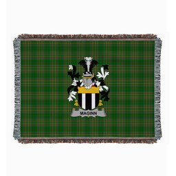 ScotsTee Shop Irish Maginn or Ginn Clan Coat of Arms Irish Tartan Woven Blanket