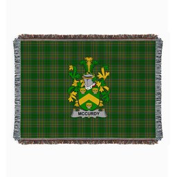ScotsTee Shop Irish McCurdy or Curdy Clan Coat of Arms Irish Tartan Woven Blanket