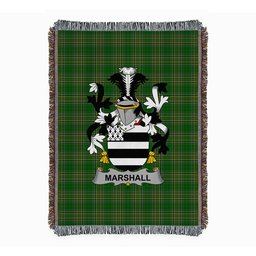 ScotsTee Shop Irish Marshall Clan Coat of Arms Irish Tartan Woven Blanket