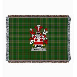 ScotsTee Shop Irish Kinsella or Kinsellagh Clan Coat of Arms Irish Tartan Woven Blanket