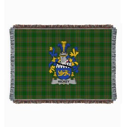 ScotsTee Shop Irish Hickey or O'Hickey Clan Coat of Arms Irish Tartan Woven Blanket