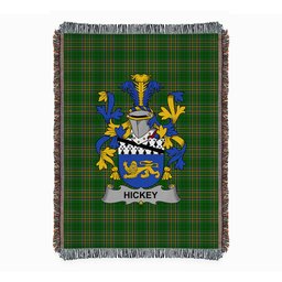 ScotsTee Shop Irish Hickey or O'Hickey Clan Coat of Arms Irish Tartan Woven Blanket