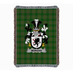 ScotsTee Shop Irish Morgan Clan Coat of Arms Irish Tartan Woven Blanket