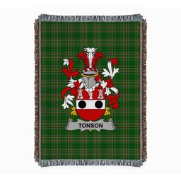 ScotsTee Shop Irish Tonson Clan Coat of Arms Irish Tartan Woven Blanket