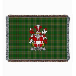 ScotsTee Shop Irish Shortall Clan Coat of Arms Irish Tartan Woven Blanket