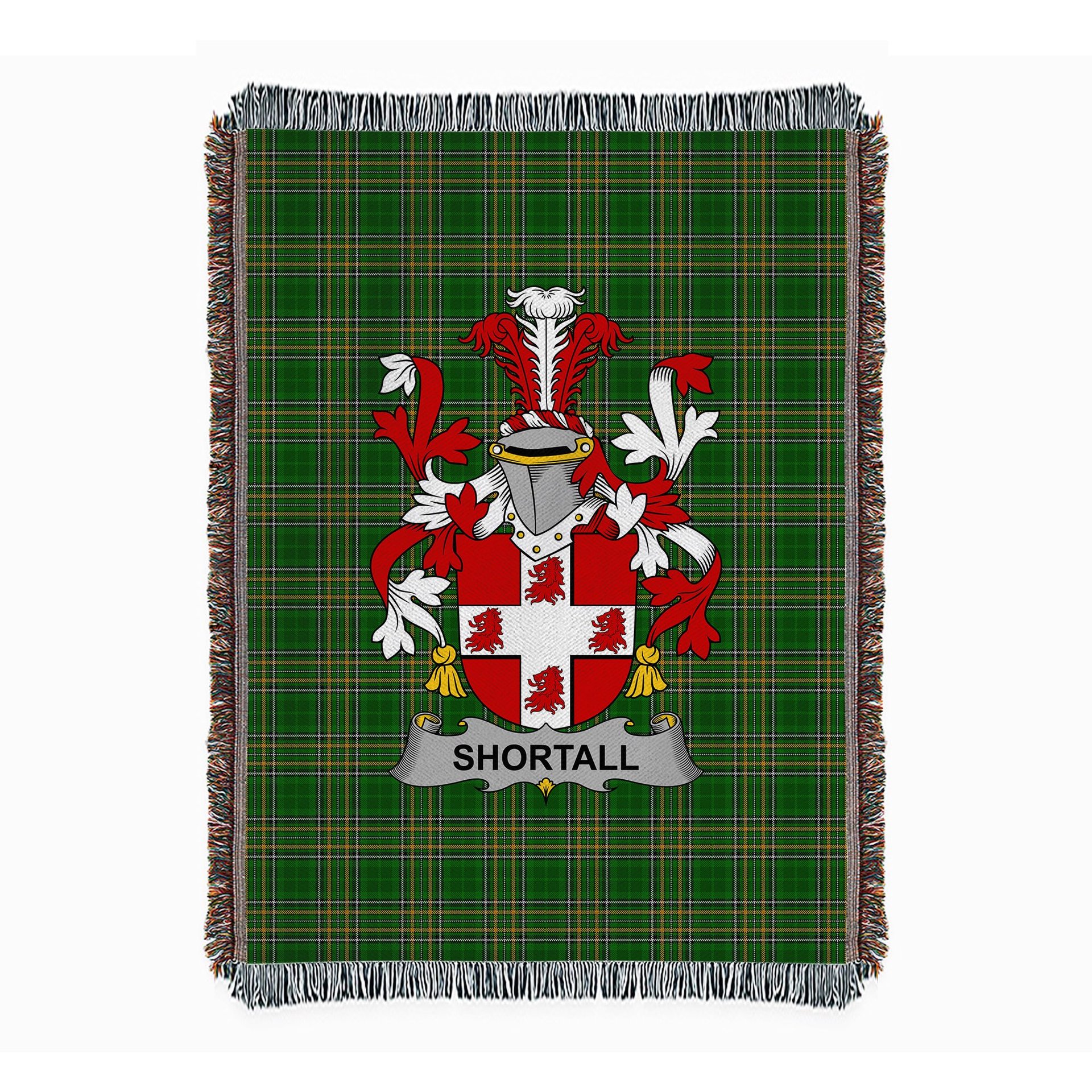 ScotsTee Shop Irish Shortall Clan Coat of Arms Irish Tartan Woven Blanket