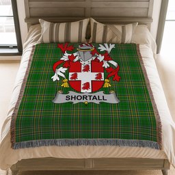 ScotsTee Shop Irish Shortall Clan Coat of Arms Irish Tartan Woven Blanket