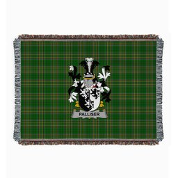 ScotsTee Shop Irish Palliser Clan Coat of Arms Irish Tartan Woven Blanket