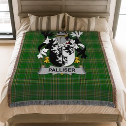 ScotsTee Shop Irish Palliser Clan Coat of Arms Irish Tartan Woven Blanket