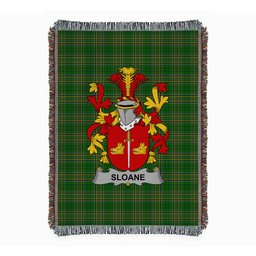 ScotsTee Shop Irish Sloane Clan Coat of Arms Irish Tartan Woven Blanket