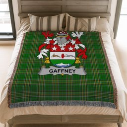 ScotsTee Shop Irish Gaffney Clan Coat of Arms Irish Tartan Woven Blanket
