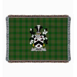 ScotsTee Shop Irish Price Clan Coat of Arms Irish Tartan Woven Blanket