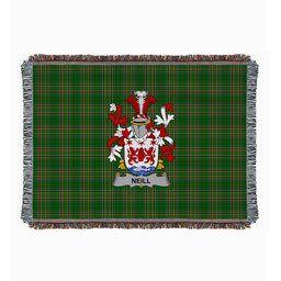 ScotsTee Shop Irish Neill or O'Neill Clan Coat of Arms Irish Tartan Woven Blanket