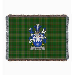 ScotsTee Shop Irish Scanlon or O'Scanlan Clan Coat of Arms Irish Tartan Woven Blanket