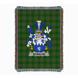 ScotsTee Shop Irish Scanlon or O'Scanlan Clan Coat of Arms Irish Tartan Woven Blanket