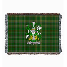 ScotsTee Shop Irish Shaughnessy or O'Shaughnessy Clan Coat of Arms Irish Tartan Woven Blanket