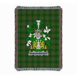 ScotsTee Shop Irish Shaughnessy or O'Shaughnessy Clan Coat of Arms Irish Tartan Woven Blanket