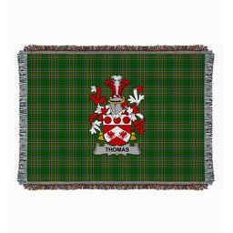 ScotsTee Shop Irish Thomas Clan Coat of Arms Irish Tartan Woven Blanket