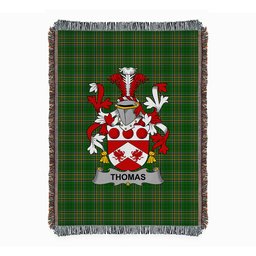 ScotsTee Shop Irish Thomas Clan Coat of Arms Irish Tartan Woven Blanket