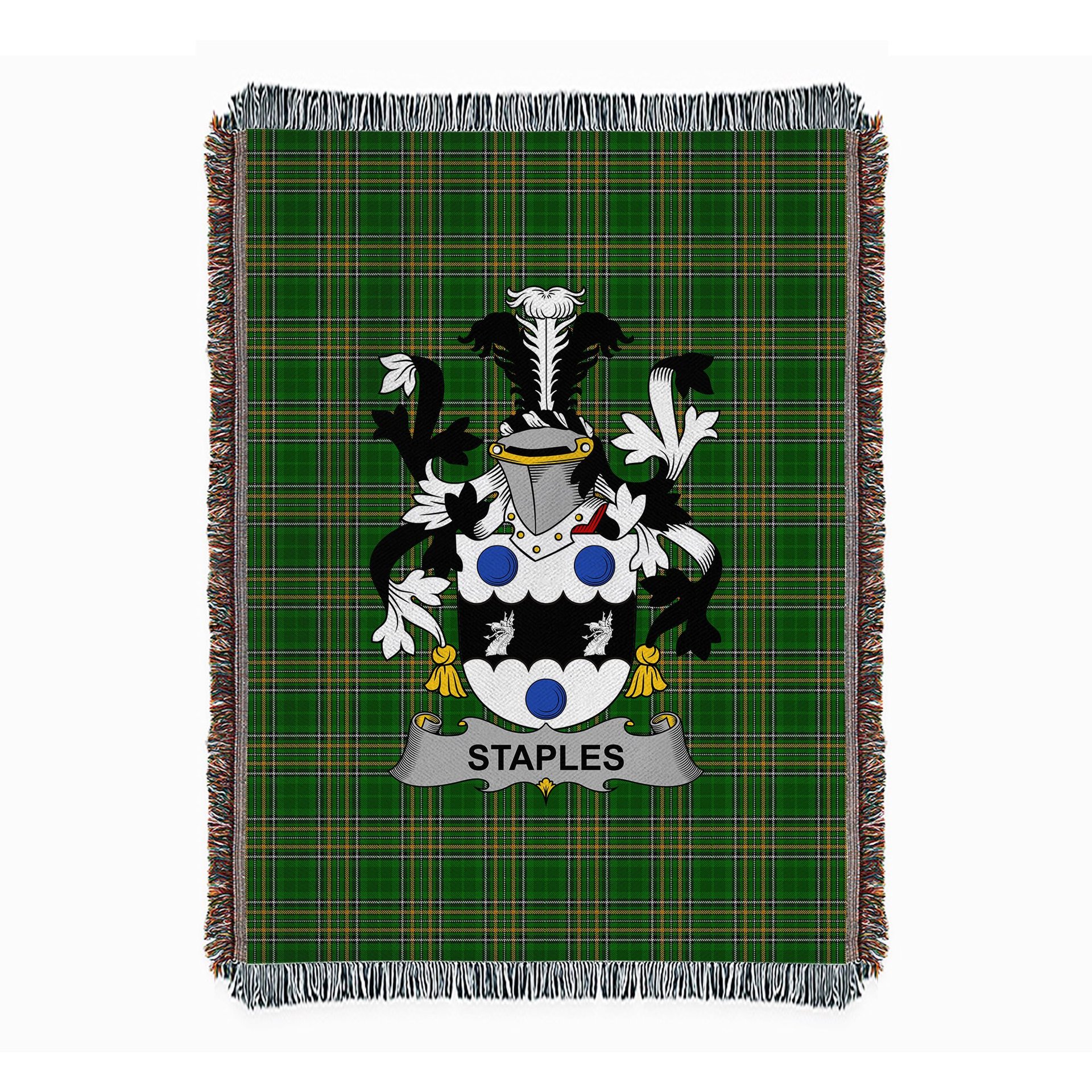 ScotsTee Shop Irish Staples Clan Coat of Arms Irish Tartan Woven Blanket