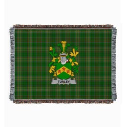 ScotsTee Shop Irish Turkey or MacCurley Clan Coat of Arms Irish Tartan Woven Blanket