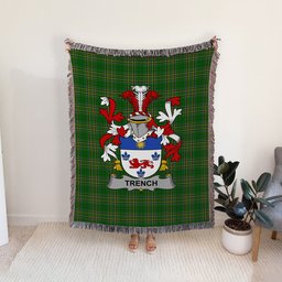 ScotsTee Shop Irish Trench Clan Coat of Arms Irish Tartan Woven Blanket