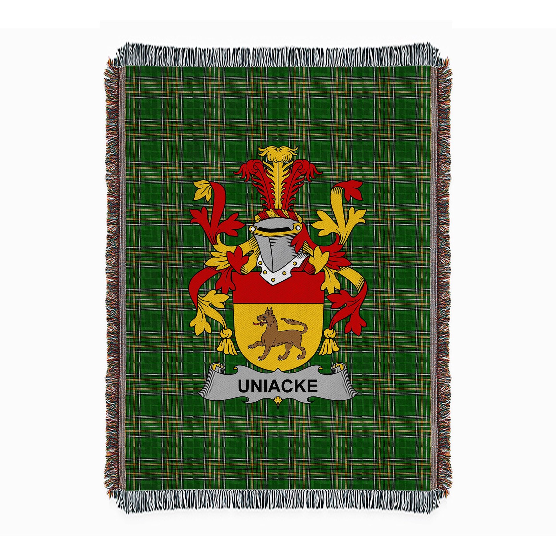 ScotsTee Shop Irish Uniacke Clan Coat of Arms Irish Tartan Woven Blanket