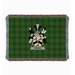 ScotsTee Shop Irish Verner Clan Coat of Arms Irish Tartan Woven Blanket