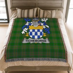 ScotsTee Shop Irish Ticheborne Clan Coat of Arms Irish Tartan Woven Blanket