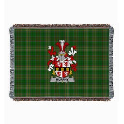 ScotsTee Shop Irish Murphy (Muskerry) Clan Coat of Arms Irish Tartan Woven Blanket