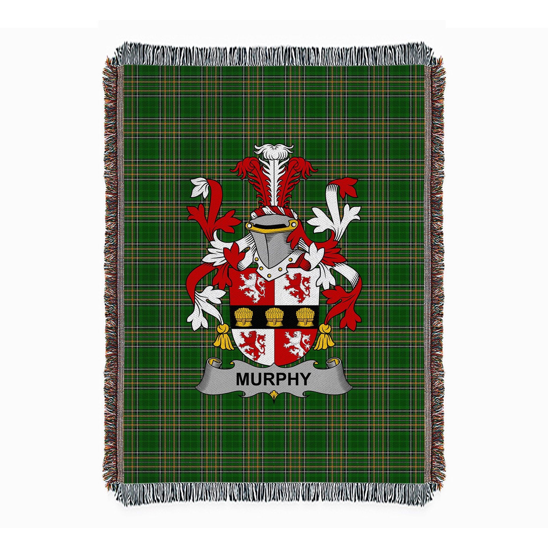 ScotsTee Shop Irish Murphy (Muskerry) Clan Coat of Arms Irish Tartan Woven Blanket