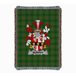 ScotsTee Shop Irish Murphy (Muskerry) Clan Coat of Arms Irish Tartan Woven Blanket