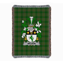 ScotsTee Shop Irish Wilson Clan Coat of Arms Irish Tartan Woven Blanket