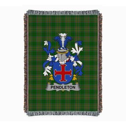 ScotsTee Shop Irish Pendleton Clan Coat of Arms Irish Tartan Woven Blanket