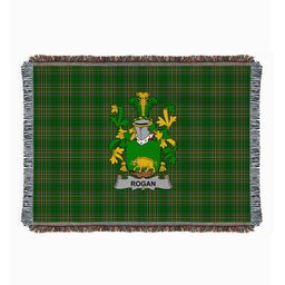 ScotsTee Shop Irish Rogan or O'Rogan Clan Coat of Arms Irish Tartan Woven Blanket
