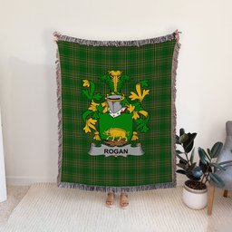 ScotsTee Shop Irish Rogan or O'Rogan Clan Coat of Arms Irish Tartan Woven Blanket
