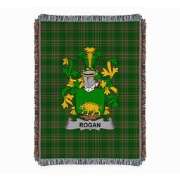 ScotsTee Shop Irish Rogan or O'Rogan Clan Coat of Arms Irish Tartan Woven Blanket