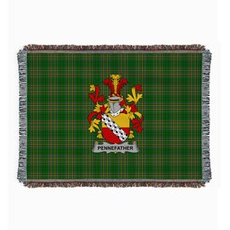 ScotsTee Shop Irish Pennefather Clan Coat of Arms Irish Tartan Woven Blanket