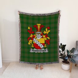 ScotsTee Shop Irish Pennefather Clan Coat of Arms Irish Tartan Woven Blanket