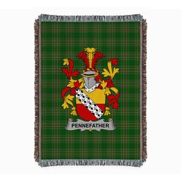 ScotsTee Shop Irish Pennefather Clan Coat of Arms Irish Tartan Woven Blanket
