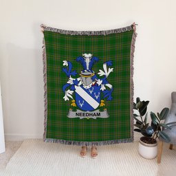 ScotsTee Shop Irish Needham or O'Nee Clan Coat of Arms Irish Tartan Woven Blanket