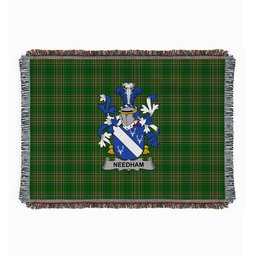 ScotsTee Shop Irish Needham or O'Nee Clan Coat of Arms Irish Tartan Woven Blanket