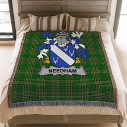 ScotsTee Shop Irish Needham or O'Nee Clan Coat of Arms Irish Tartan Woven Blanket