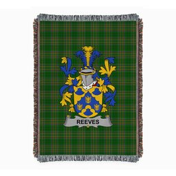 ScotsTee Shop Irish Reeves Clan Coat of Arms Irish Tartan Woven Blanket