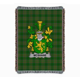 ScotsTee Shop Irish Shane or McShane Clan Coat of Arms Irish Tartan Woven Blanket